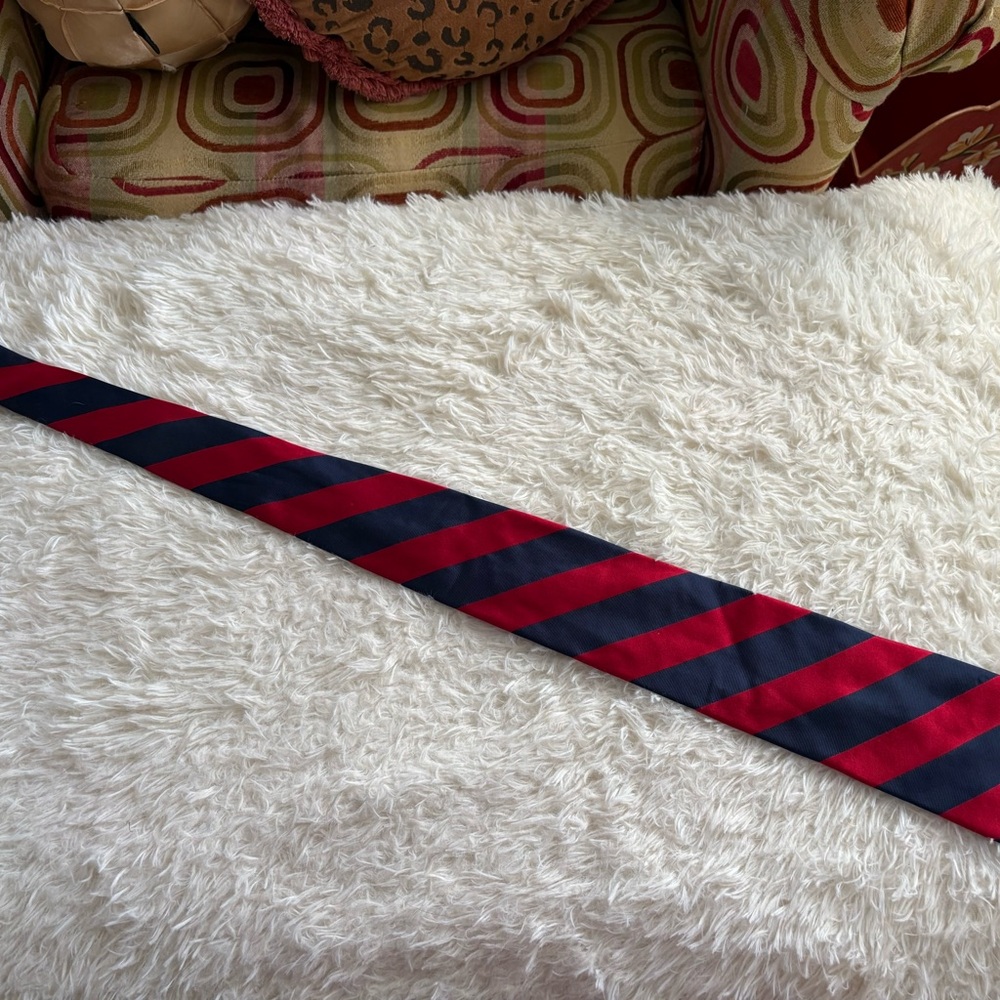 Tommy Hilfiger Red and Navy Diagonal Stripe Tie